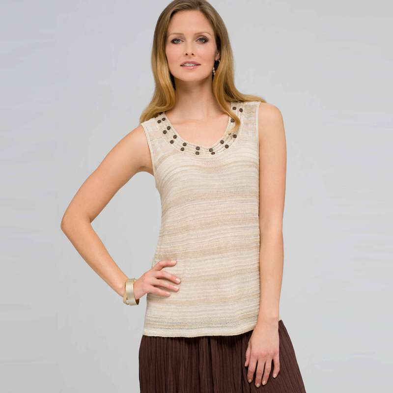 Beaded Scoop Neck Tank, toast combo, large image number 0